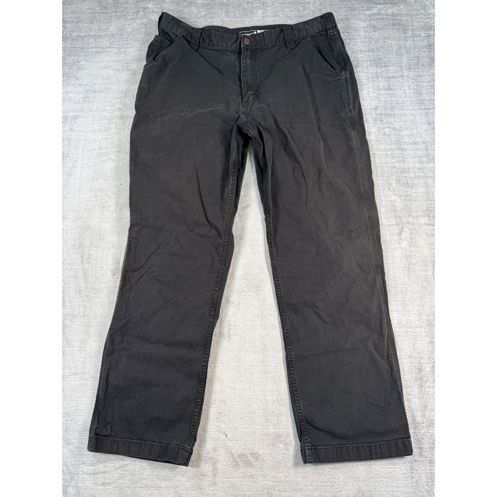 Carhartt Pants Mens 38x32 Black Work Relaxed Fit Canvas Rugged Flex BN2291 M